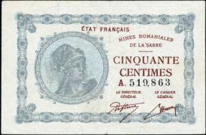 50 centimes Mines domaniales de la Sarre type 1920