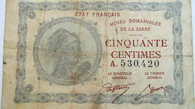 50 centimes Mines domaniales de la Sarre type 1920