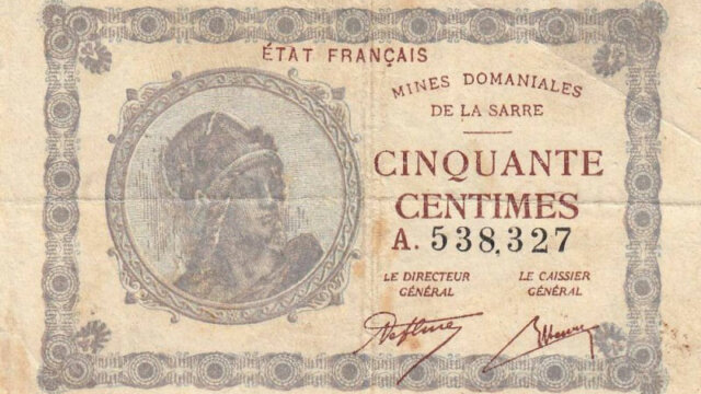 50 centimes Mines domaniales de la Sarre type 1920