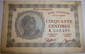 50 centimes Mines domaniales de la Sarre type 1920