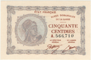 50 centimes Mines domaniales de la Sarre type 1920