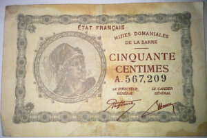 50 centimes Mines domaniales de la Sarre type 1920