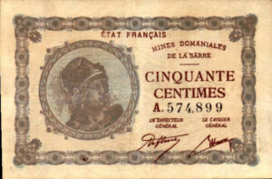 50 centimes Mines domaniales de la Sarre type 1920