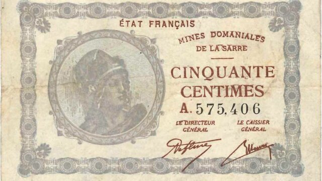 50 centimes Mines domaniales de la Sarre type 1920