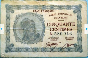 50 centimes Mines domaniales de la Sarre type 1920