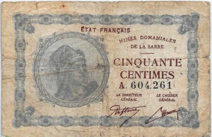 50 centimes Mines domaniales de la Sarre type 1920