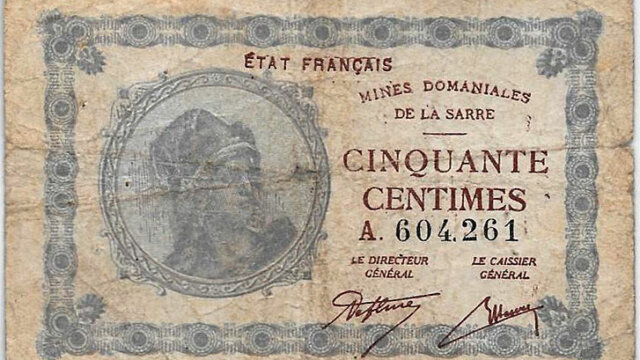 50 centimes Mines domaniales de la Sarre type 1920