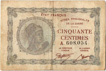 50 centimes Mines domaniales de la Sarre type 1920