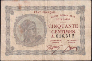 50 centimes Mines domaniales de la Sarre type 1920