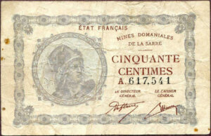 50 centimes Mines domaniales de la Sarre type 1920