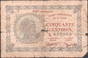 50 centimes Mines domaniales de la Sarre type 1920