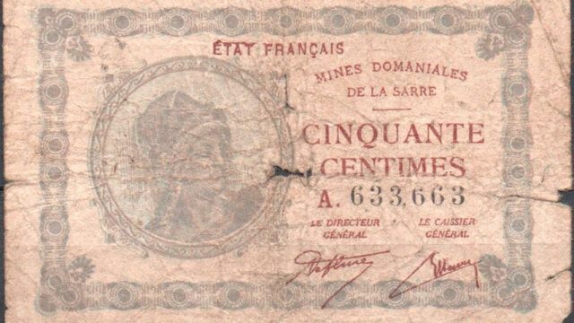 50 centimes Mines domaniales de la Sarre type 1920