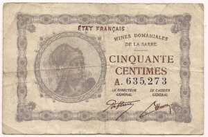 50 centimes Mines domaniales de la Sarre type 1920