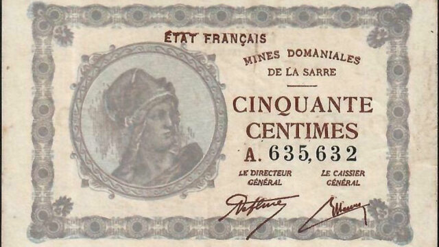 50 centimes Mines domaniales de la Sarre type 1920