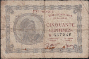 50 centimes Mines domaniales de la Sarre type 1920