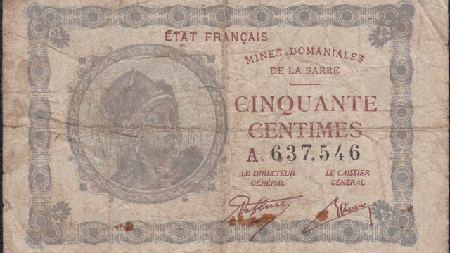 50 centimes Mines domaniales de la Sarre type 1920