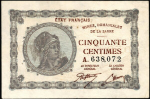 50 centimes Mines domaniales de la Sarre type 1920