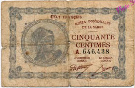 50 centimes Mines domaniales de la Sarre type 1920