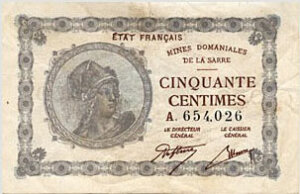 50 centimes Mines domaniales de la Sarre type 1920