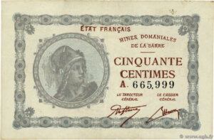 50 centimes Mines domaniales de la Sarre type 1920