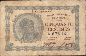 50 centimes Mines domaniales de la Sarre type 1920