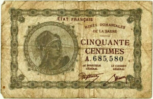 50 centimes Mines domaniales de la Sarre type 1920