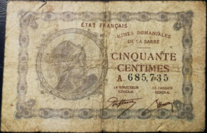 50 centimes Mines domaniales de la Sarre type 1920