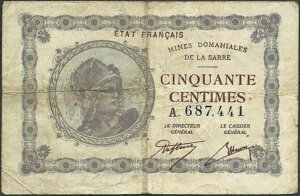 50 centimes Mines domaniales de la Sarre type 1920