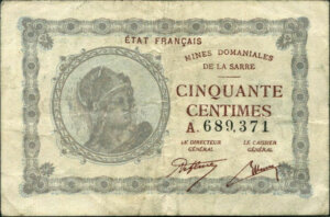 50 centimes Mines domaniales de la Sarre type 1920