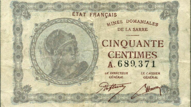 50 centimes Mines domaniales de la Sarre type 1920