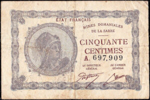 50 centimes Mines domaniales de la Sarre type 1920