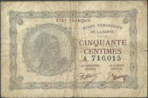 50 centimes Mines domaniales de la Sarre type 1920