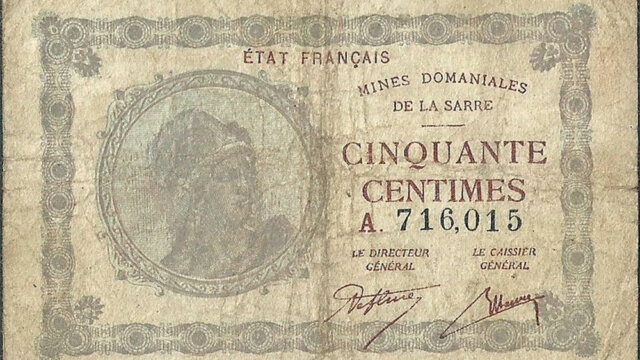 50 centimes Mines domaniales de la Sarre type 1920