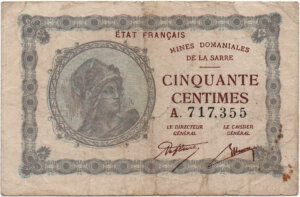 50 centimes Mines domaniales de la Sarre type 1920