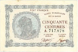 50 centimes Mines domaniales de la Sarre type 1920