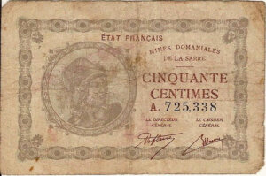 50 centimes Mines domaniales de la Sarre type 1920