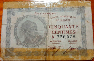 50 centimes Mines domaniales de la Sarre type 1920