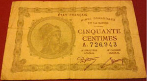 50 centimes Mines domaniales de la Sarre type 1920