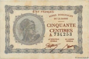 50 centimes Mines domaniales de la Sarre type 1920