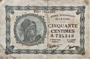 50 centimes Mines domaniales de la Sarre type 1920