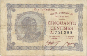 50 centimes Mines domaniales de la Sarre type 1920