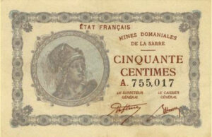 50 centimes Mines domaniales de la Sarre type 1920