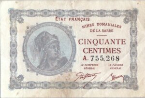 50 centimes Mines domaniales de la Sarre type 1920