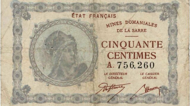 50 centimes Mines domaniales de la Sarre type 1920