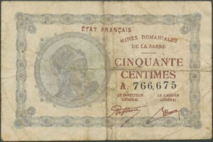 50 centimes Mines domaniales de la Sarre type 1920