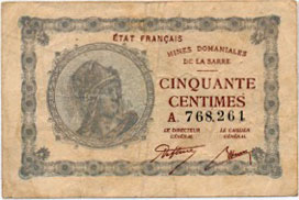 50 centimes Mines domaniales de la Sarre type 1920