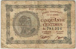 50 centimes Mines domaniales de la Sarre type 1920