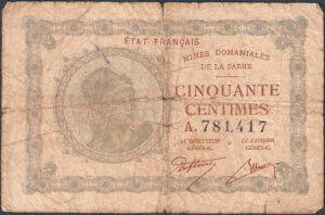 50 centimes Mines domaniales de la Sarre type 1920