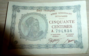 50 centimes Mines domaniales de la Sarre type 1920