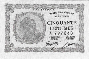 50 centimes Mines domaniales de la Sarre type 1920